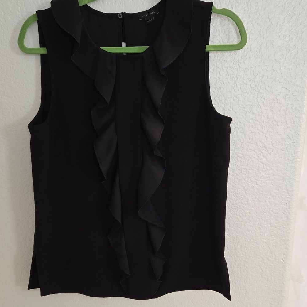 Ann Taylor Black Ruffled Blouse